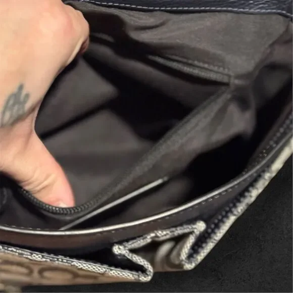 Coach Signature Canvas & Leather Crossbody Bag – Chain Strap Flap Purse - Picture 12 of 15